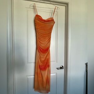 Zara Orange Draped Dress